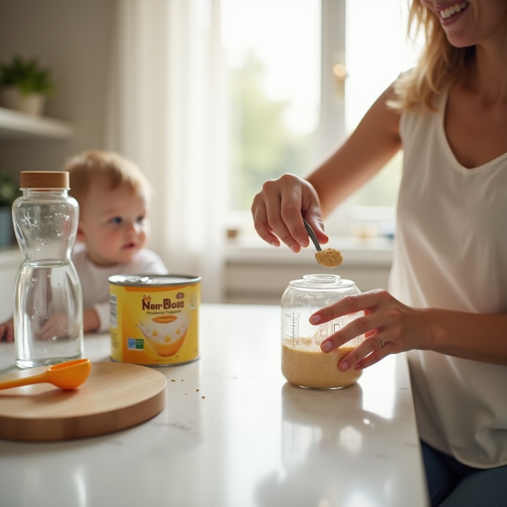 cómo mezclar cereal de arroz con fórmula en el biberón